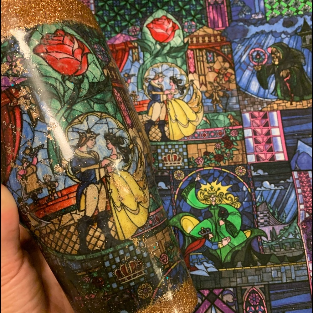 Beauty and the Beast Fabric Tumbler